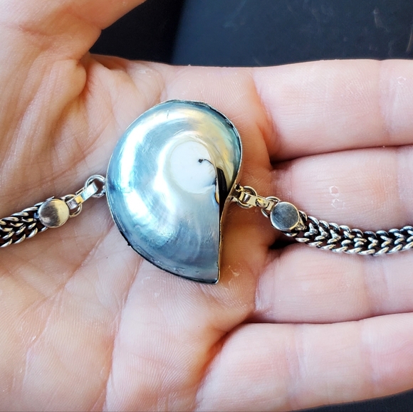 New Ammonite Fossil 925 Silver Bangle Bracelet. - Picture 16 of 16